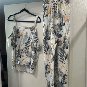 Tropical Leaf Print Women's Jumpsuit